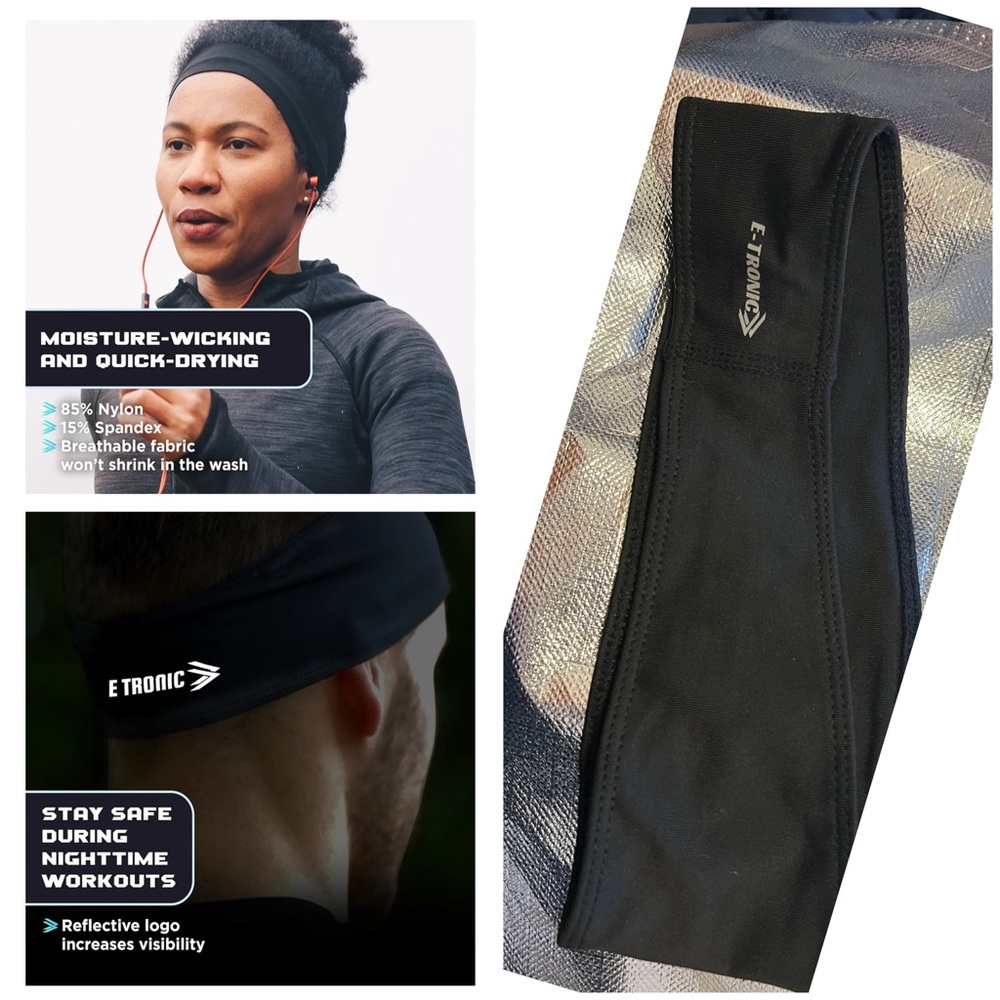 E Tronic Black Moisture-Wicking Headband